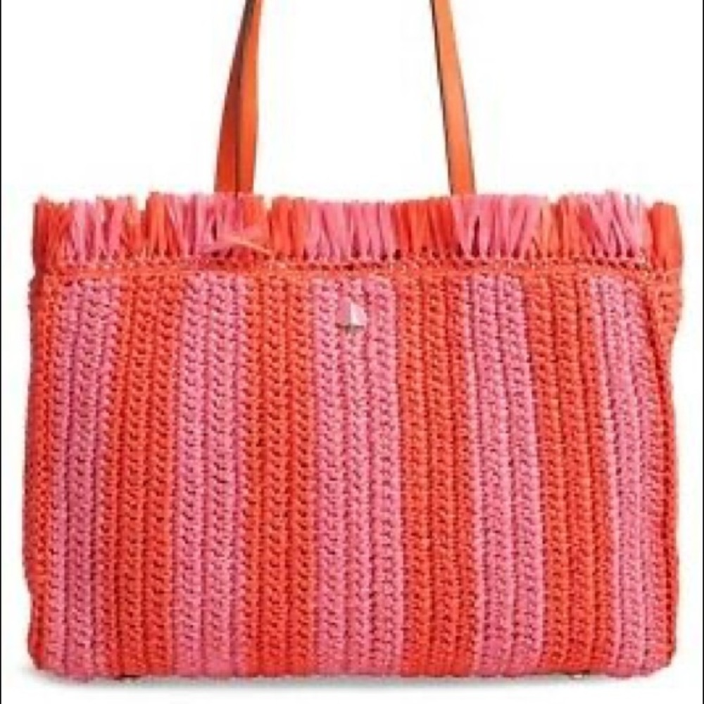 Kate Spade pink and orange straw bag